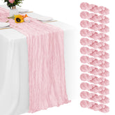 Aktor pink cheesecloth table runner pack for elegant event decor.