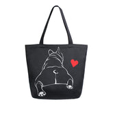 ALAZA Funny Bulldog tote front view for daily groceries.