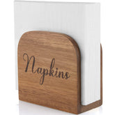 ALELION Acacia napkin holder on a table showcasing natural wood grain for everyday dining.