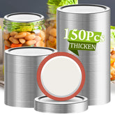 Aliggbent 150pc wide-mouth lids pack with airtight seal for fresh preserves.