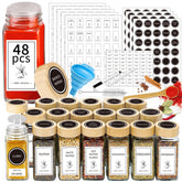 Aliggbent 48-piece spice jars with labels for quick pantry identification