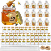 Aliggbent 48-pack mini honey jars with dippers for elegant party favors.