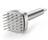 Aliglow 24-needle meat tenderizer showing rapid channel formation for even marinades.