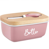 ALELION pink butter dish with lid showcases airtight storage for fresh butter.
