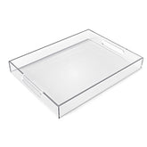 Allhercom 12x16 acrylic serving tray with handles for secure, easy transport.