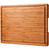 Allsum 24x18 bamboo cutting board front view showing solid construction and warm grain.