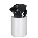 Allybyme ceramic utensil holder front view showing ample capacity for spoons and spatulas.