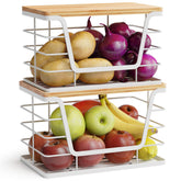 ALOCEO two-pack potato onion bins under-sink with bamboo lid for organized storage.