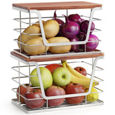 ALOCEO stackable bins with bamboo top for compact kitchen storage