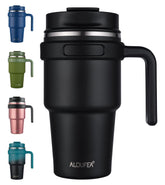 ALOUFEA 20oz insulated mug with handle keeps drinks warm on the go