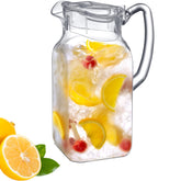 Amazing Abby Quadly plastic pitcher with lid on for easy pouring and fridge storage