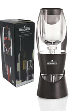 Americanista red wine aerator with bottle pour enhances aroma and balance.