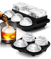 AMFOCUS round ice cube tray with lid for slow-melting whiskey cubes