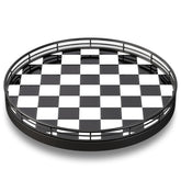 AMH checkerboard lazy Susan on oak base ideal for sharing at meals
