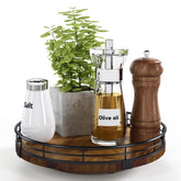 AMH Farmhouse Oak 9in Lazy Susan turntable with smooth 360° rotation for easy kitchen access