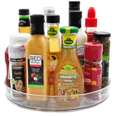 amolliar 11-inch clear lazy susan rotating turntable for easy access to spices and pantry items.