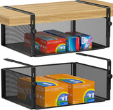 AmonHouseware under-shelf basket in black for extra cabinet storage.