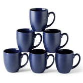 AmorArc 16oz mugs set 6 matte blue front view ergonomic handle for easy sipping