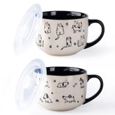 AmorArc 32oz ceramic soup mug with lid and handle for easy serving