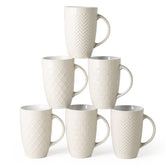 AmorArc extra-large coffee mugs set of six with textured beige patterns for daily beverages