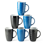 AmorArc large 20oz coffee mugs set of six with geometric patterns, ideal for daily use