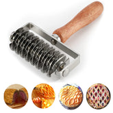 AMPSEVEN Pastry Lattice Roller over dough creates a uniform lattice for pies