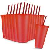 Amyhill glitter cups with lids and straws in red, ideal for daily beverages.