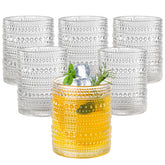 Amyoole 12oz hobnail glass front view, ideal for water, cocktails, or whiskey.