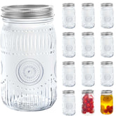 Amzcku 32oz vintage mason jar with lid, wide mouth, ideal for pantry storage.