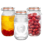 Amzcku wide-mouth vintage Mason jar 64oz for easy pouring and quick access.
