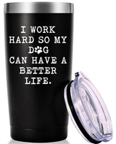 AMZUShome dog lover gifts travel mug 20oz black for on-the-go coffee.