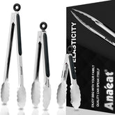 Anaeat premium locking tong set with long handle for precision flipping on the grill