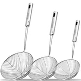 Anaeat spider skimmer 4-5-inch in use for delicate frying and straining.