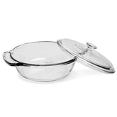Anchor Hocking 2-quart glass casserole dish with lid for even baking and reheating.