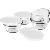 Anchor Hocking custard cups with lids set of four for desserts and snacks.