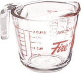 Anchor Hocking Fire-King 16 oz measuring cup, front view, clear glass for precise pouring