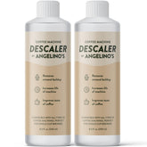 Angelino's Coffee Descaler bottle front view for easy use with Keurig machines.
