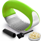 Angel's Peel Lounge garlic press rocker with ergonomic handle for effortless crushing