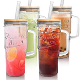 ANOTION 24oz mason jar tumbler with handle ideal for daily beverages.