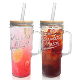 ANOTION 24oz mason jar tumbler with handle, ideal for iced coffee on the go.