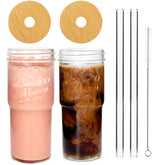 ANOTION 24oz mason jar with lids for travel and on-the-go drinks