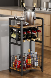 Ansionsol 3-tier wine rack with wood top for stylish, accessible storage