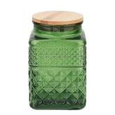 ANSQU 61oz square glass canister with vintage diamond embossing for stylish storage