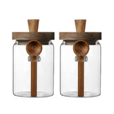 ANSQU glass storage jar with bamboo lid and spoon keeps cereals fresh and visible