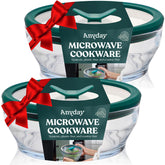 Anyday 2-pack glass round dish 2-cup capacity for leftovers.