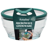 Anyday 8-Cup Glass Storage with round deep dish for plastic-free leftovers.