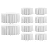 Aocoz round tablecloth 120-inch white drape over a dining table for elegant dining.