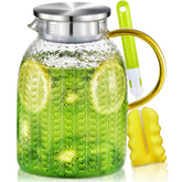 Aofmee 60oz glass pitcher with lid for hot or cold beverages