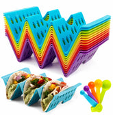 Aofure taco holders set of 12 in bright colors for festive taco night.