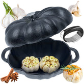AOKDEER cast iron garlic roaster in oven for even roasting and rich flavor.